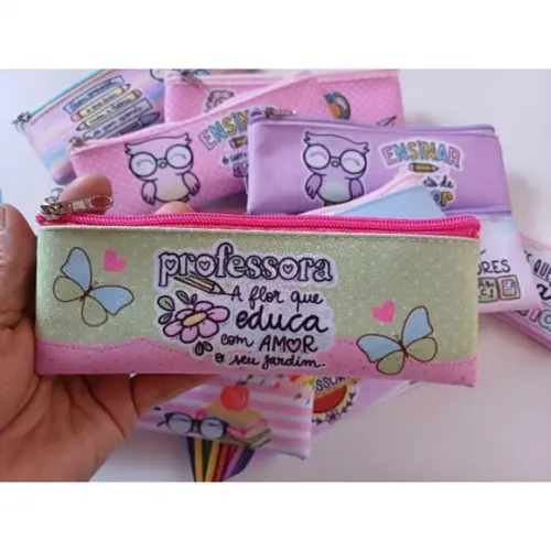 35 Estojos Slim Personalizado Professores Tamanho 19x7