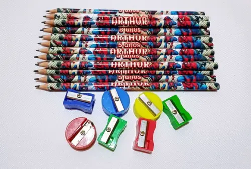 35 Kits Lápis e Apontador Personalizado Homem Aranha