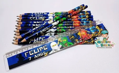 35 Kits Lápis e Régua Personalizado Ninjago