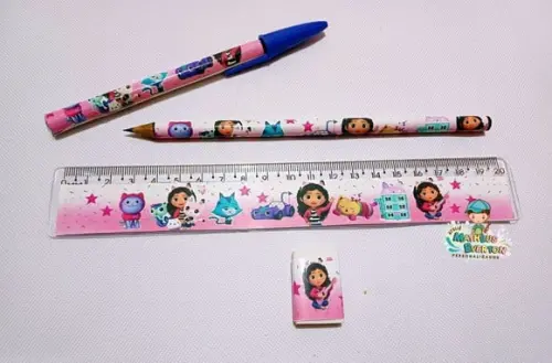 35 Kits Lápis, Caneta,regua e Borracha a Casa Mágica da Gabi