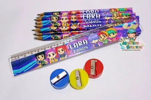 35 Kits Lápis, Régua e Apontador Guerreiras de K-pop Cute