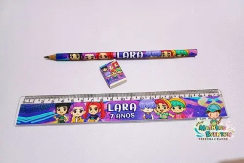 35 Kits Lápis, Régua e Borracha Guerreiras de K-pop Cute