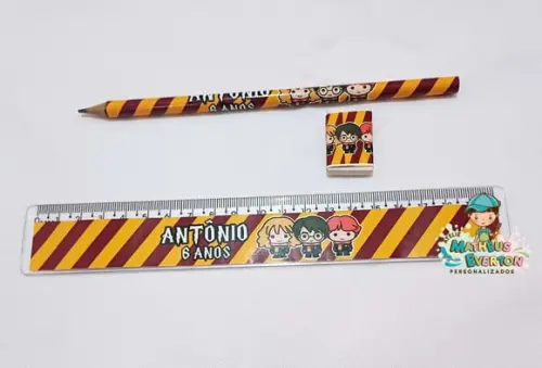 35 Kits Lápis, Régua e Borracha Personalizado Harry Potter