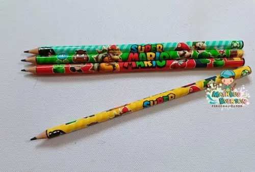 35 Lápis Personalizado Super Mario Bros