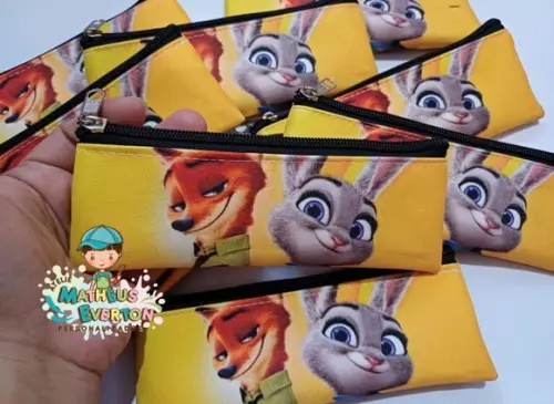 38 Estojos Slim Personalizado Zootopia Tam: 19x7cm