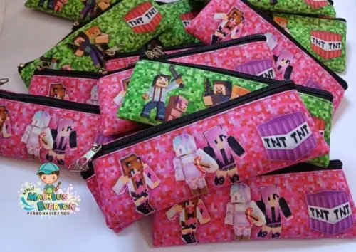 40 Estojos Slim Personalizado Minecraft Tamanho 19x7