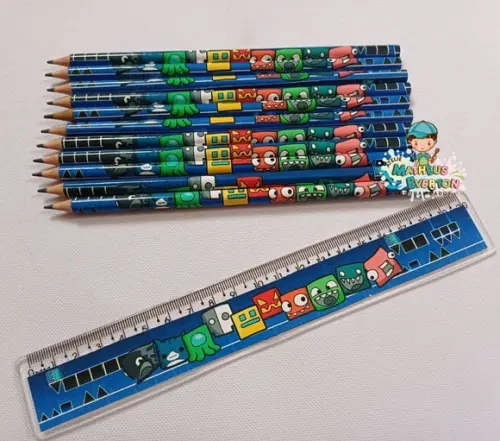 40 Kits Lápis e Régua Personalizado Geometry Dash
