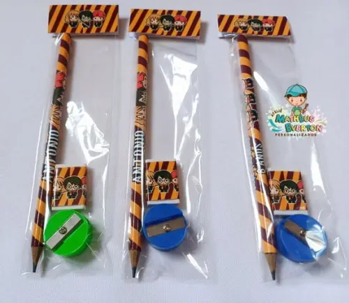 45 Kits Lápis, Borracha e Apontador Harry Potter