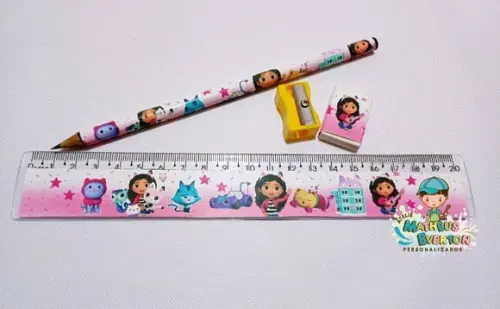 45 Kits Lápis, Borracha, Régua e Apontador a Casa Mágica da