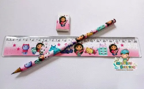 45 Kits Lápis, Régua e Borracha a Casa Mágica da Gabi