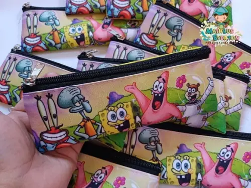50 Estojos Slim Personalizado Bob Esponja Tam: 19x7cm