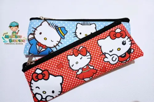 50 Estojos Slim Personalizado Hello Kitty Tam: 19x7cm