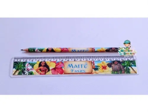50 Kits Lápis e Régua Personalizado Moana