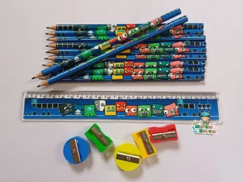 50 Kits Lápis, Régua e Apontador Personalizado Geometry Dash