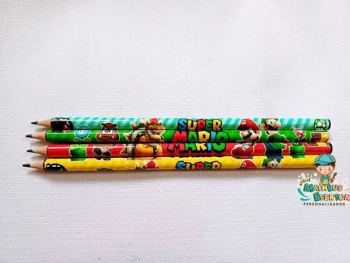 50 Lápis Personalizado Super Mario Bros
