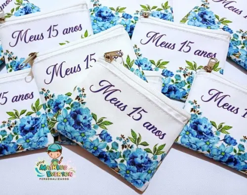 50 Porta Moedas Flores 15 Anos Tamanho: 10x12cm