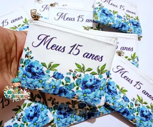 50 Porta Moedas Flores 15 Anos Tamanho: 10x12cm