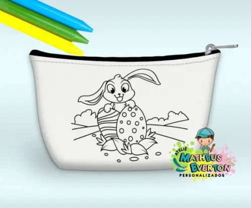 Necessaire Personalizada Coelhinho da Páscoa Colorir c/ Giz
