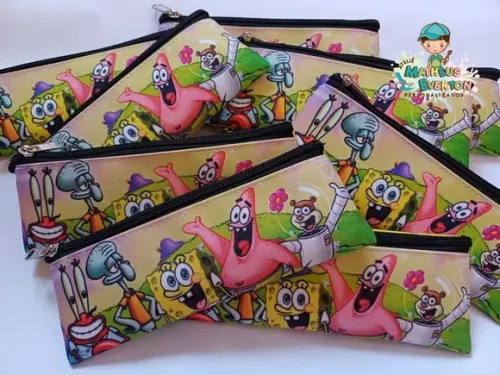 25 Estojos Slim Personalizado Bob Esponja Tam: 19x7cm