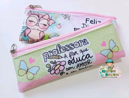 25 Estojos Slim Personalizado Professores Tamanho 19x7