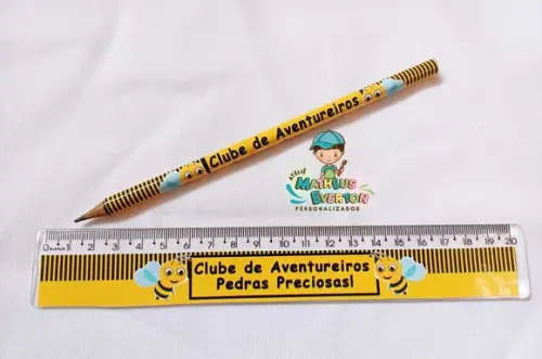 25 Kits Lápis e Régua Personalizado Abelinha