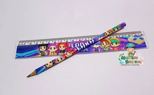 25 Kits Lápis e Régua Personalizado Guerreiras de K-pop Cute