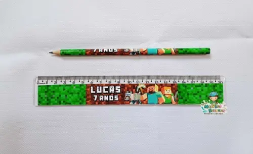 25 Lápis + 25 Réguas Personalizado Minecraft
