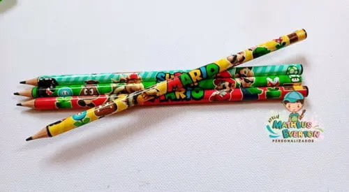 25 Lápis Personalizado Super Mario Bros