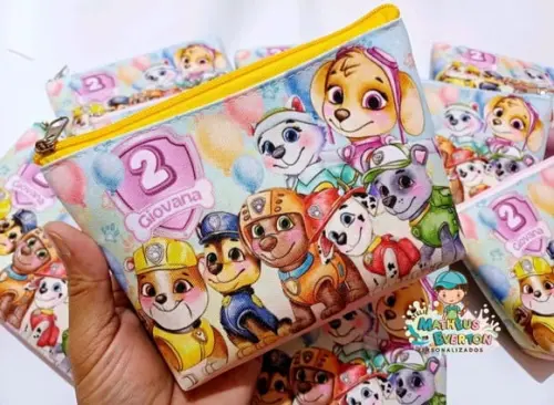 25 Necessaires Personalizada Patrulha Canina Aquarelada