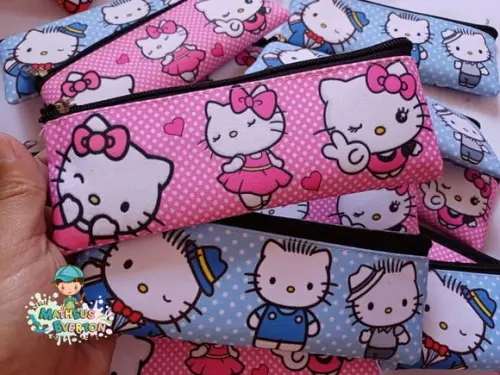30 Estojos Slim Personalizado Hello Kitty Tam: 19x7cm
