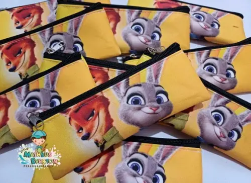 30 Estojos Slim Personalizado Zootopia Tam: 19x7