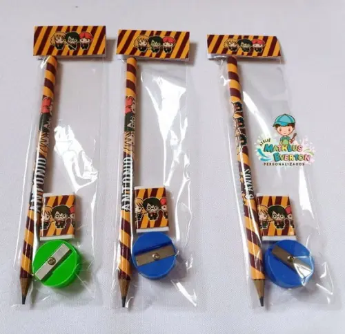 30 Kits Lápis, Borracha e Apontador Harry Potter