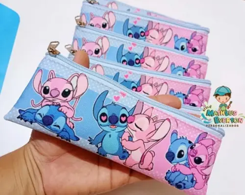 30 Lapis + 30 Estojos Slim Personalizado Stitch Tam: 19x7