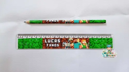 30 Lápis + 30 Réguas Personalizado Minecraft