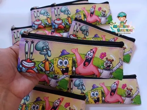 35 Estojos Slim Personalizado Bob Esponja Tam: 19x7cm
