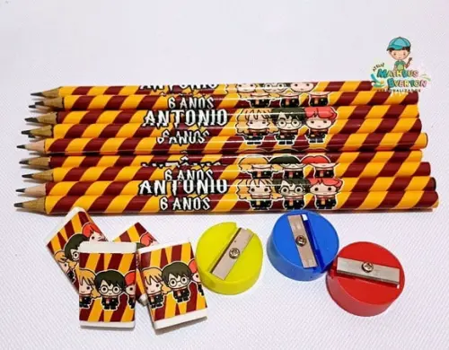 35 Kits Lápis, Borracha e Apontador Harry Potter