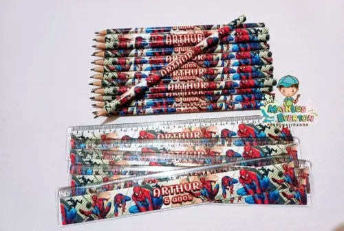 35 Lápis + 35 Réguas Personalizado Homem Aranha