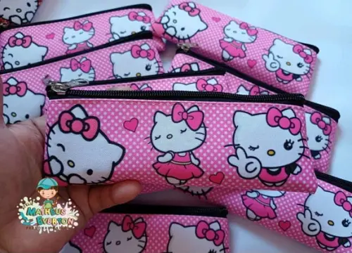40 Estojos Slim Personalizado Hello Kitty Tam: 19x7cm