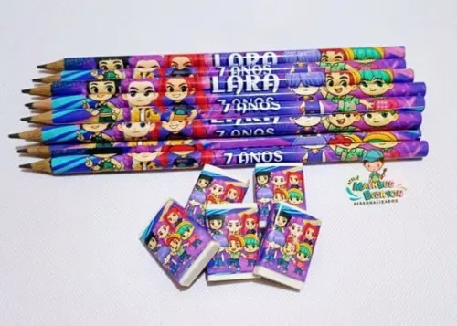 40 Kits Lápis e Borracha Personalizado Guerreiras de K-pop