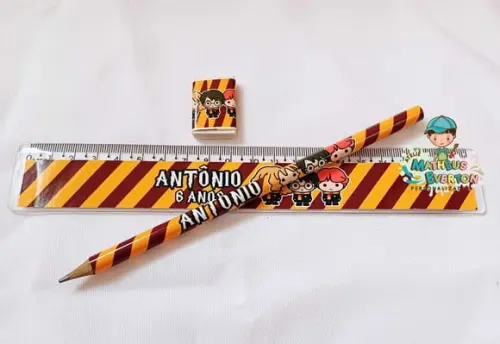 40 Kits Lápis, Régua e Borracha Personalizado Harry Potter