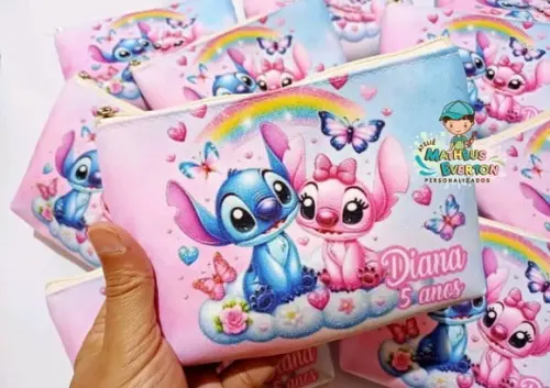 45 Estojos Slim Personalizado Stitch Tamanho 19x7
