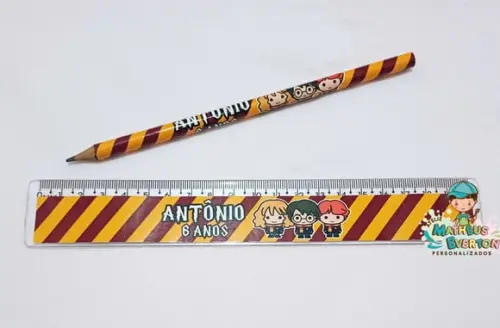 45 Kits Lápis e Régua Personalizado Harry Potter