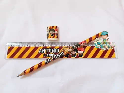 45 Kits Lápis, Régua e Borracha Personalizado Harry Potter