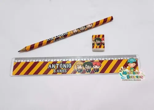 45 Kits Lápis, Régua e Borracha Personalizado Harry Potter