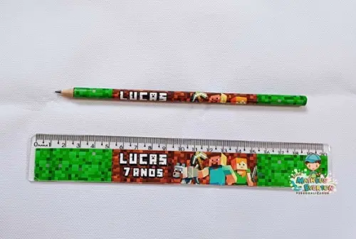 45 Lápis + 45 Réguas Personalizado Minecraft