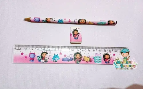 50 Kits Lápis, Régua e Borracha a Casa Mágica da Gabi