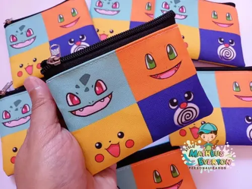 50 Porta Moedas Pokémon Tamanho: 10x12cm