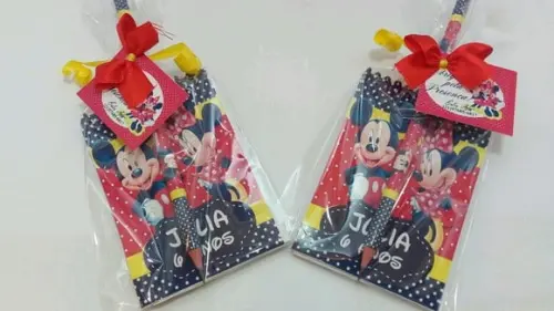 Bloquinho E Lápis Personalizado Mickey E Minnie