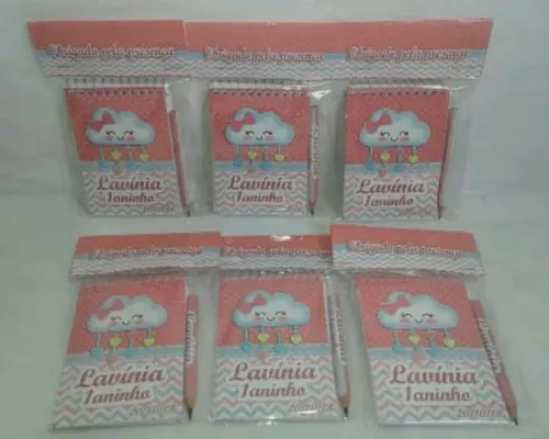 Bloquinho Personalizado Chuva de Benção + Mini Lápis