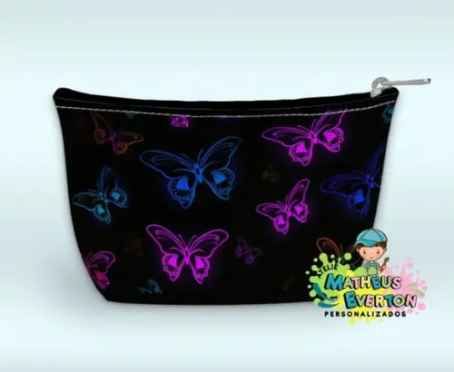 Necessaire Personalizada Borboleta Neon